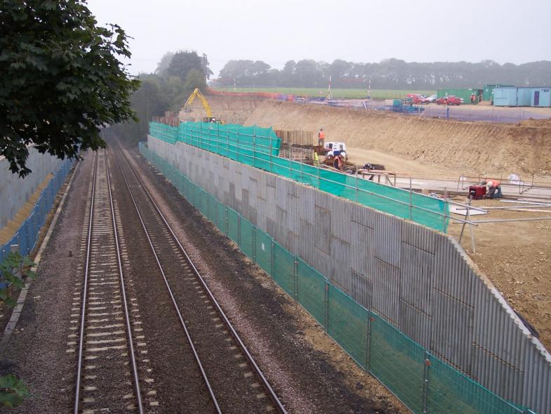 North abutment Reinforced Earth Wall complete steel fixing started on the abutment