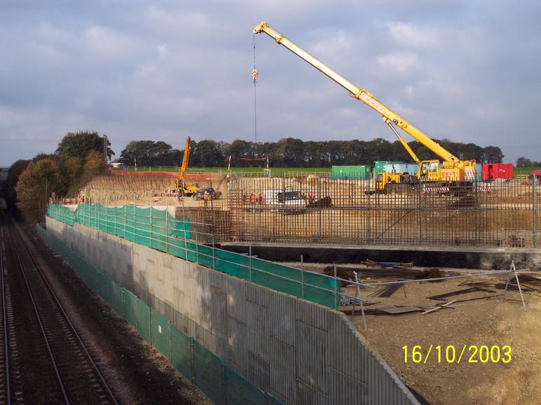 North abutment progressing with back fill up to level for the crane platform.