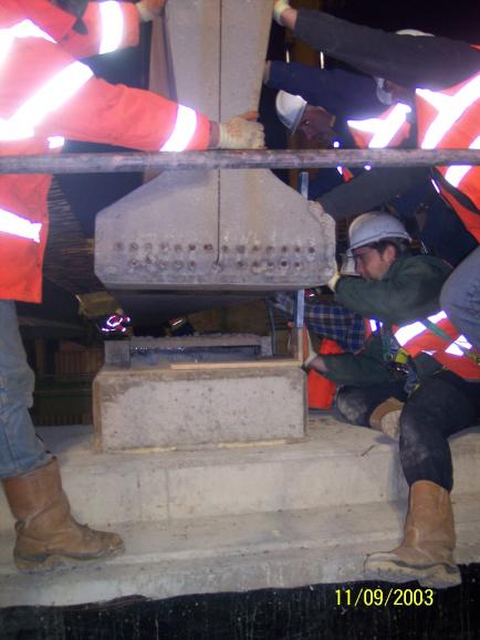 Beams being landed Dan Hawksworth on the South David Millar on the North sbutments.