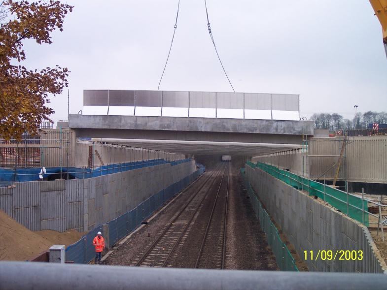 East edge beam installed before the final few internal beams.