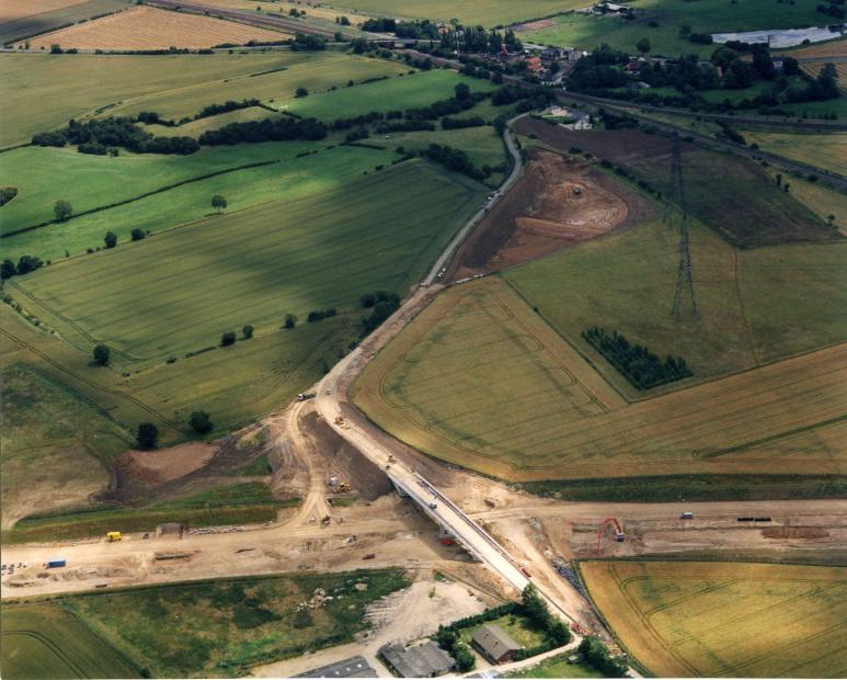 Bridge being backfilled on the approach to the bridge.