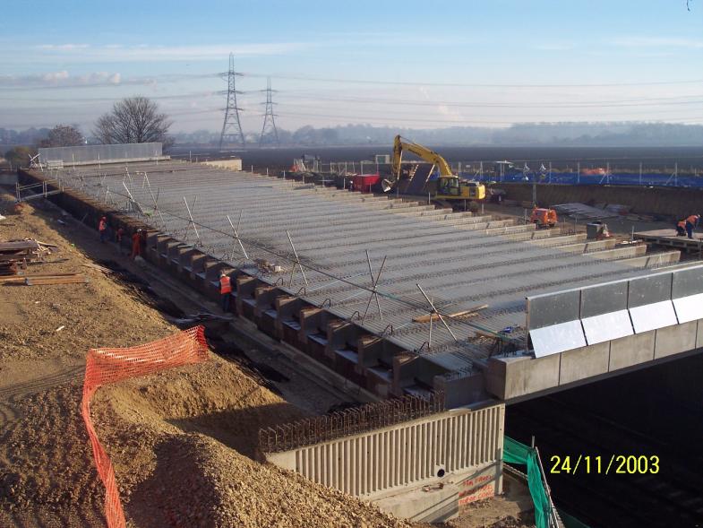 Soffit work being installed to the Screen wall Diapraghm and GRP to the bridge Deck