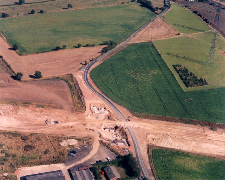 Lunnfield lane with the foundations being constructed