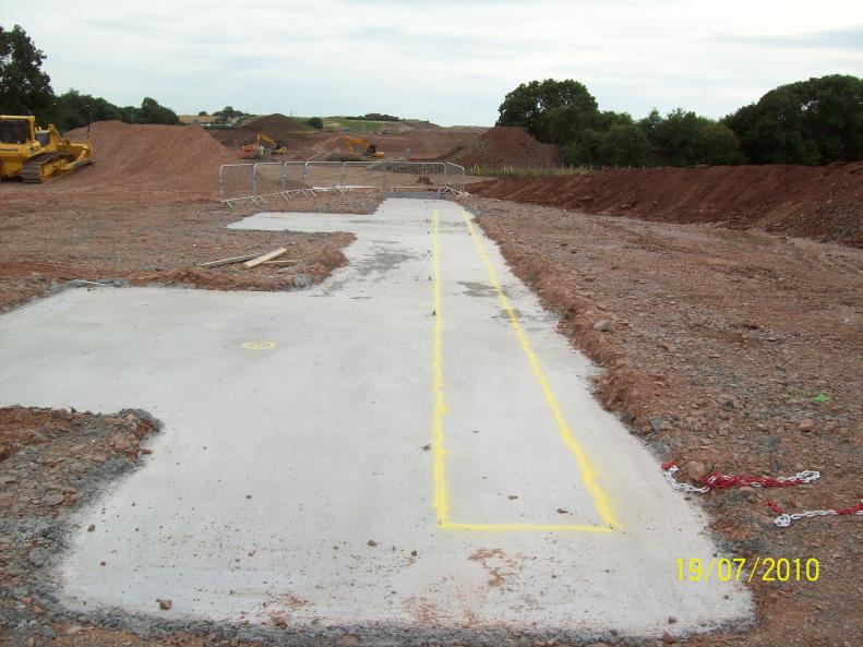 Casting bay levelled with anchorages cast in - abutment marked out