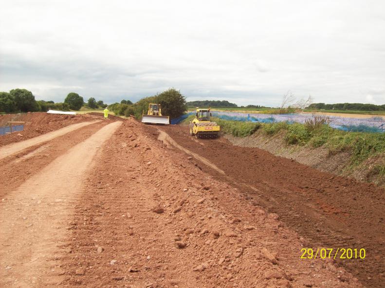 South Embankment being filled next to the existing embankment.