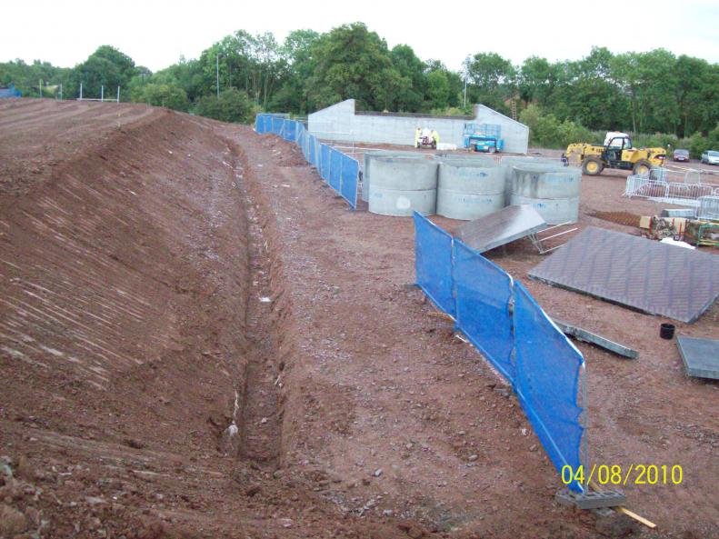 South Platform trench dug with temporary works manholes on site.