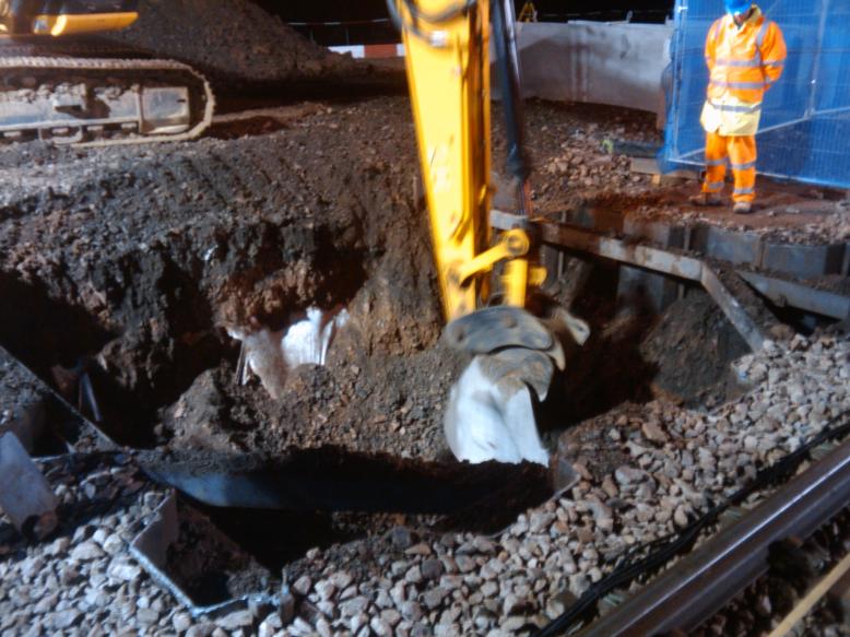 Temporary works being excavated out