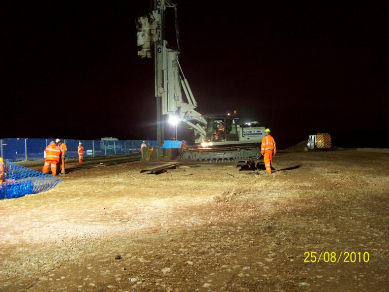 Phase 1 cable move being undertaken - sheet piles bing installed on the North Piling Platform.