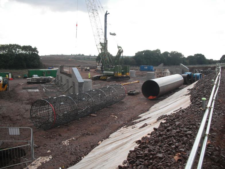 First reinforcement cage and pile case delivered and offloaded.