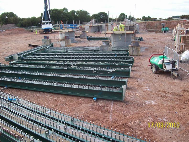 Mabey Bridge steel being laid out on the East side of the structure.