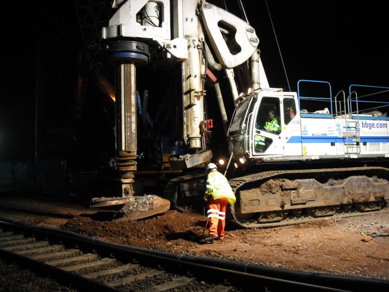 Piling Rig setting up to drill the pile.