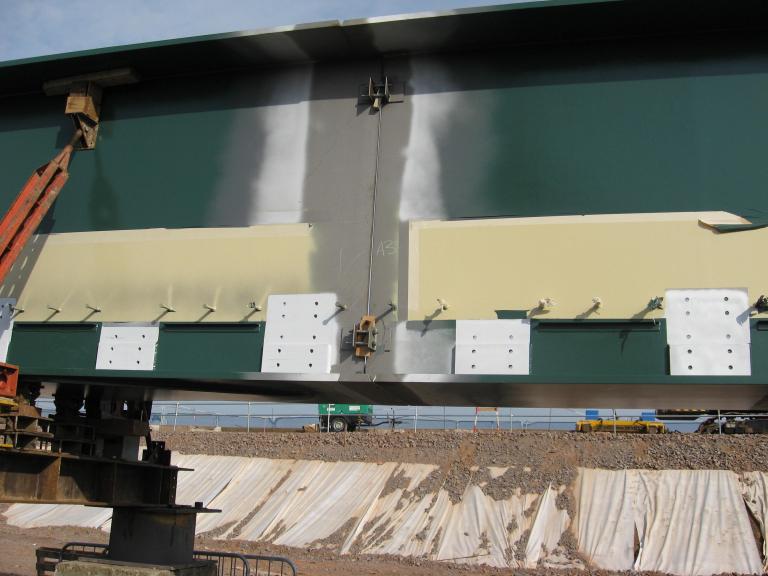 Main Girder joint being connected together for welding.