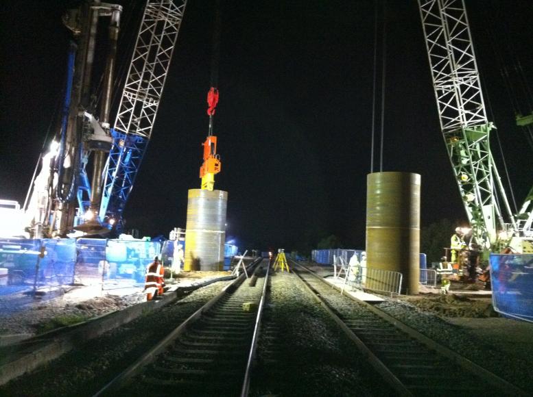 3rd Piling possession in progress casing being installed.