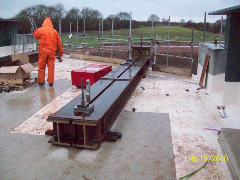 Bridge Beams lifted and fitted out on the bridge deck.