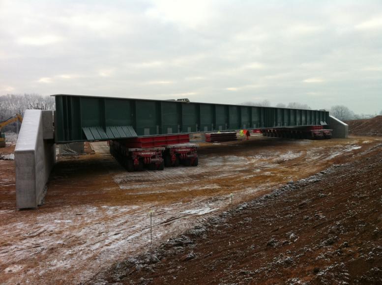 Trial Move - Bridge lifted and moved forward.