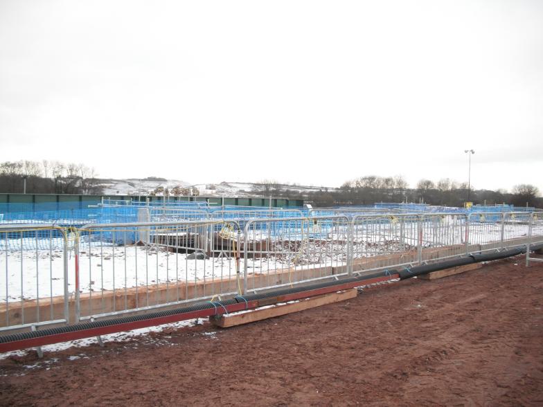 Cable protecion works fencing and lights all set up ready before the main possession.