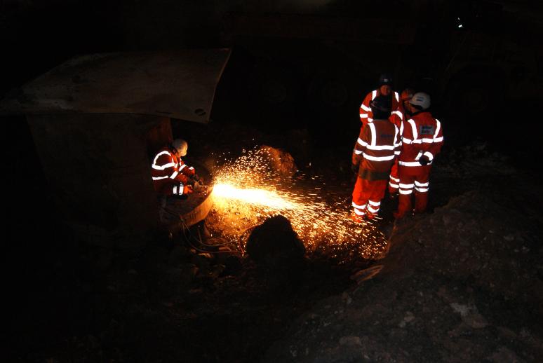 Ivor King - cutting the tag cuts on the main pile casings.