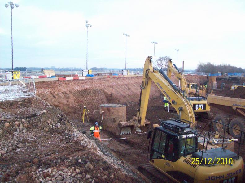 Excavation for the concrete footing on going