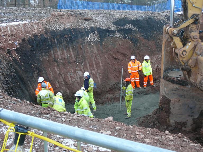 David and Rob trouble shooting from the crowd - make sure that the concrete ballast wall will fit.