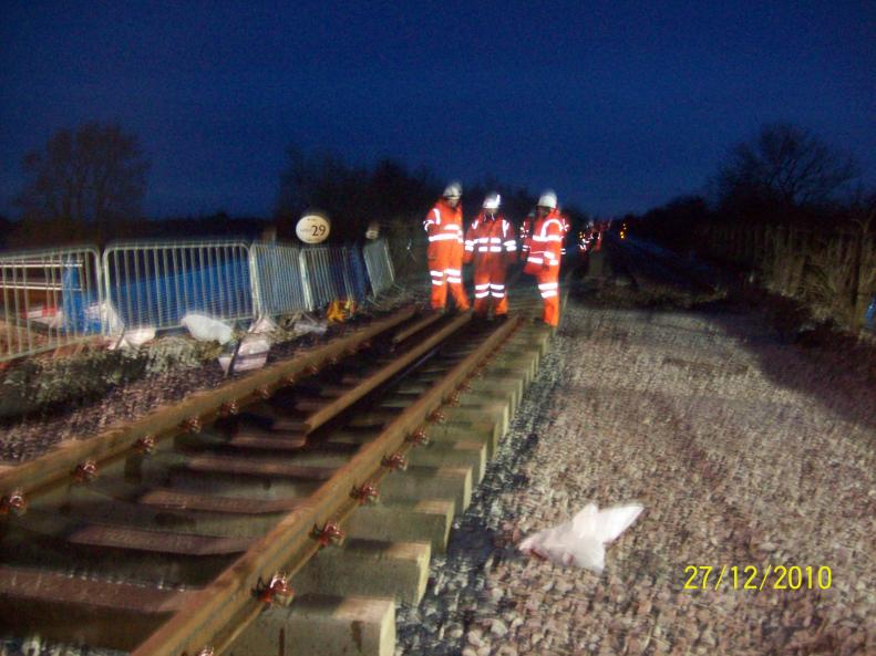 Section of rail between the sleepers.