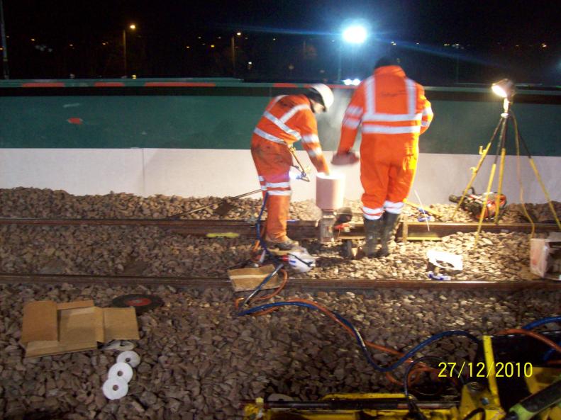 Metal being added to the blast pot