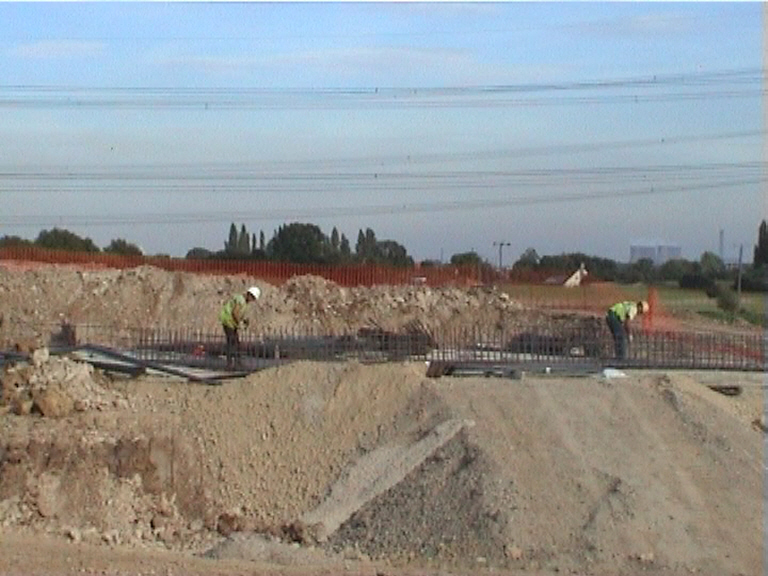 Steel being fixed to the East abutment base