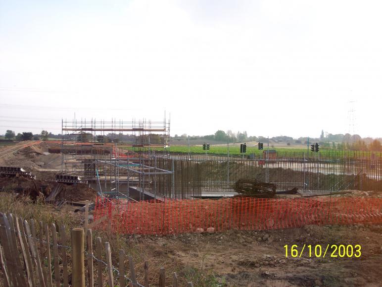 Scaffold being ereceted on abutment and central pier