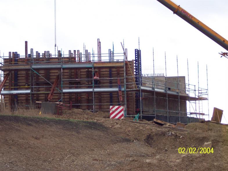 Work progressing on the wingwalls on the East abutment.