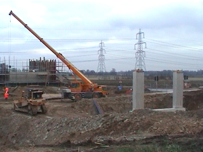 Work progressing on the East Abutment wingwalls