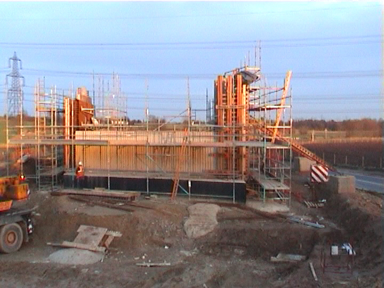 Wingwall formwork set up for casting on the East Abutment.