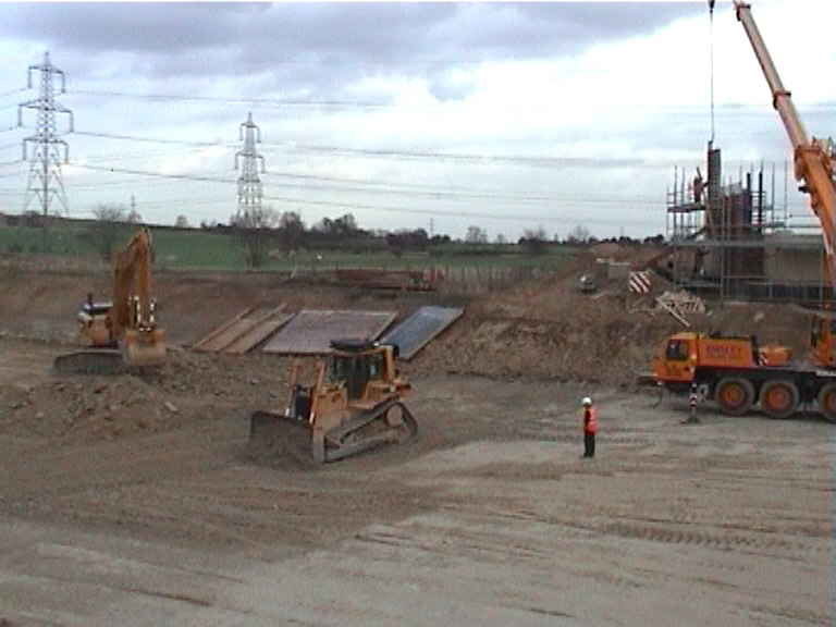 Build area being levelled and prepared for beams