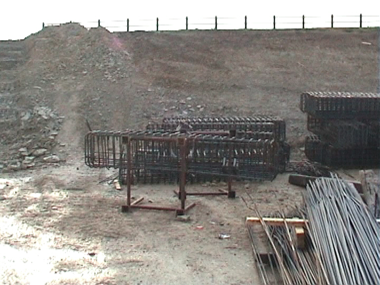 Steel reinforcement papapet cages being prefabricated