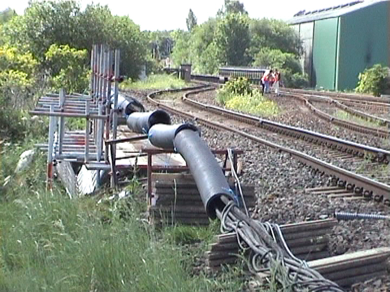 Cables Lifted and shifted onto the cable bridge.