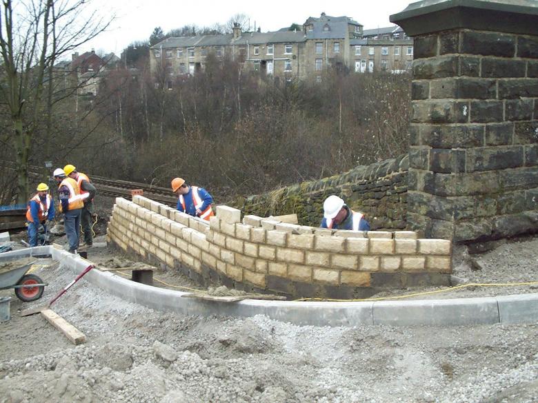 Wall being constructed on the South Abutment.