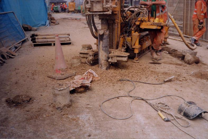 Piling on the bridge abutments.