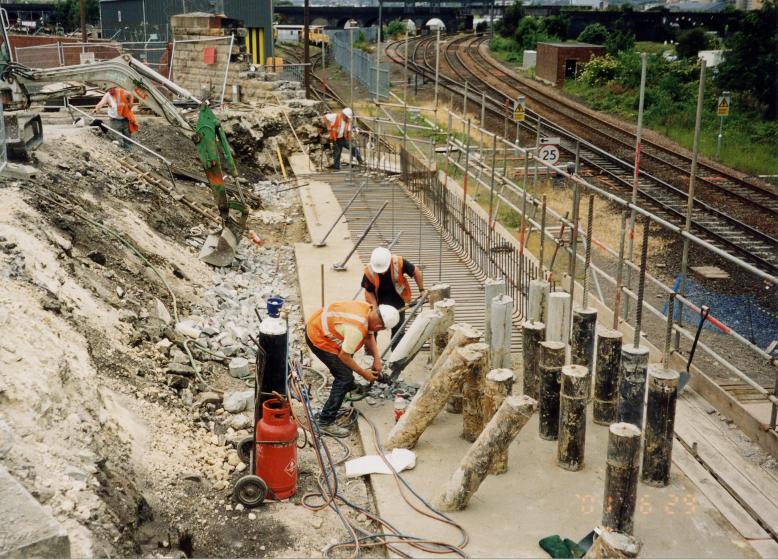 Piles being exposed on the West Abutment 