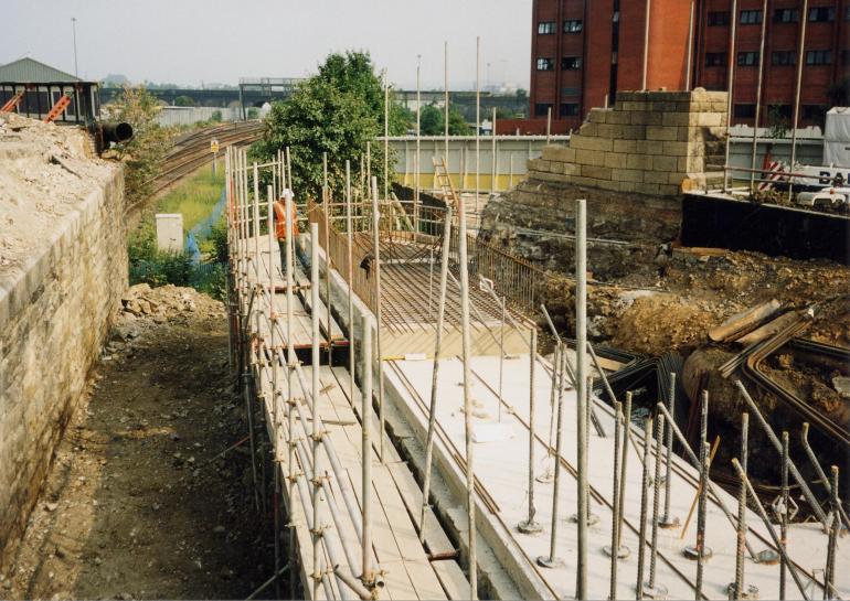 East Abutment steel reinforcement being fixed