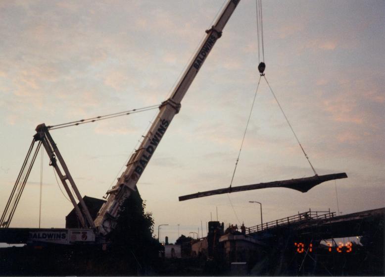 Beams being lifted out in possession.