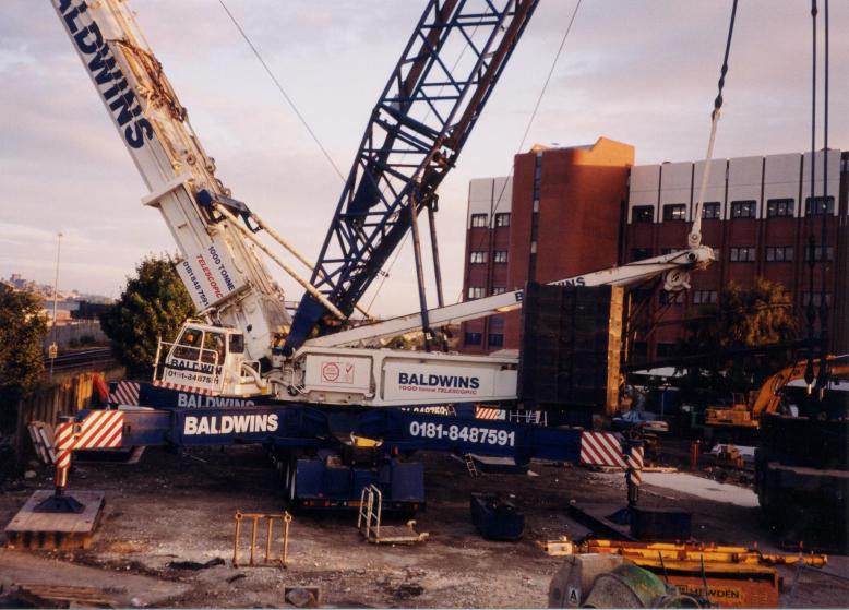 1000t Crane being built up in the site compound.