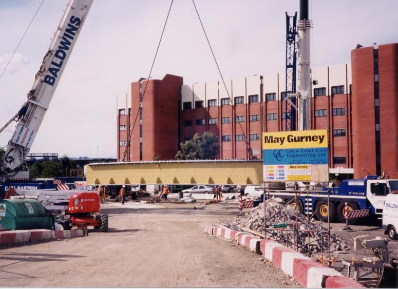 South Girder being offloaded and set up for welding