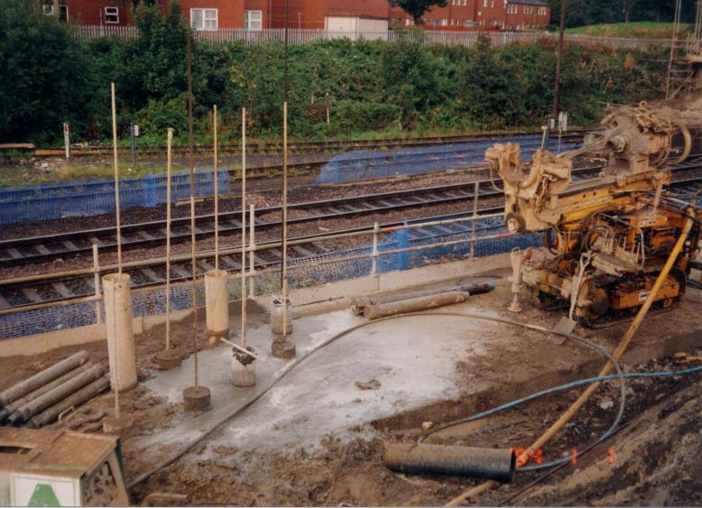 Piling in progress on the abutments