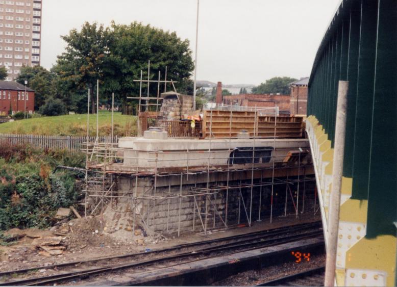 West Abutment under construction with bearings set.