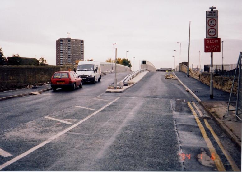 Works on the approach to the bridge.