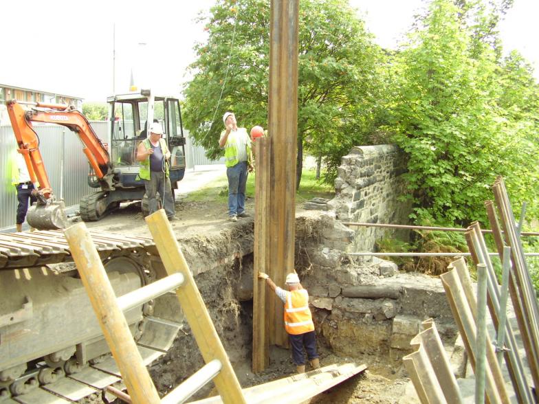 Sheet Piles being installed on the North Abutment.