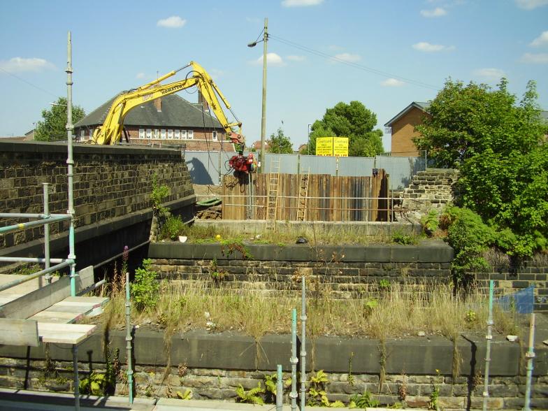 Sheet piles being installed to the North Abutment 