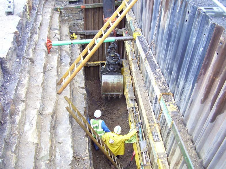 South Abutment being excavated out using the grab.