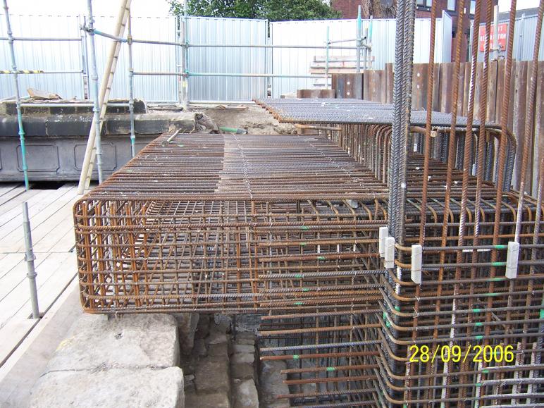 North Abutment reinforcement fixed and set up for formwork.