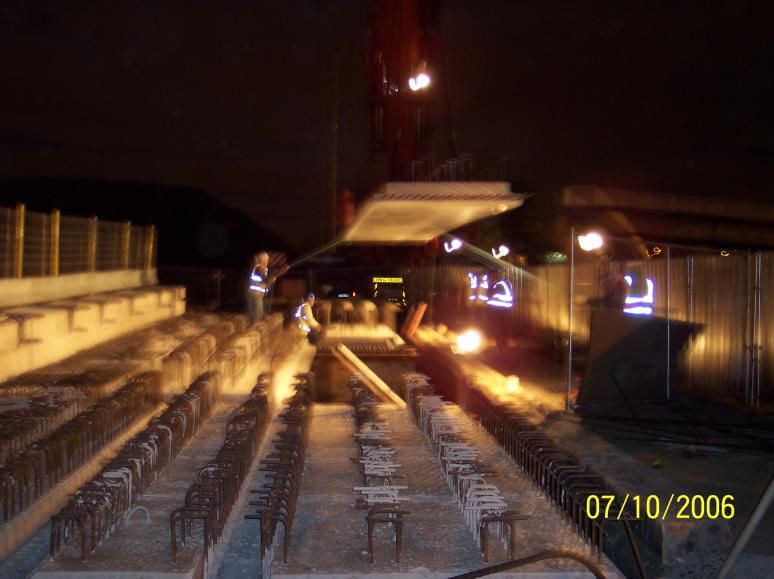 Bridge units being lifted into place during the possession.