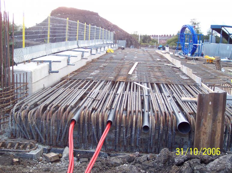 11kva Cables installed through the bridge as the deck reinforcement is being fixed.