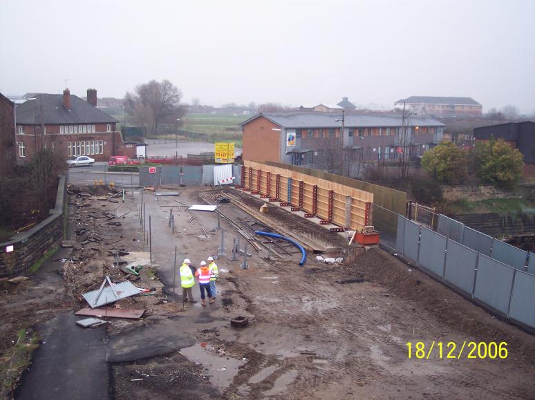 Deck with the new temporary footway open - all services open ready for demolition.